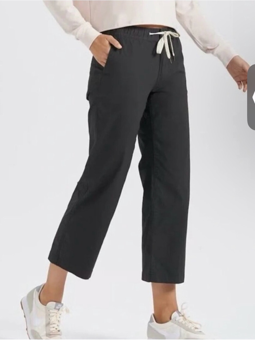 Vuori Charcoal Gray Ripstop Wide Leg Organic Cotton Cropped Pants Medium VW416